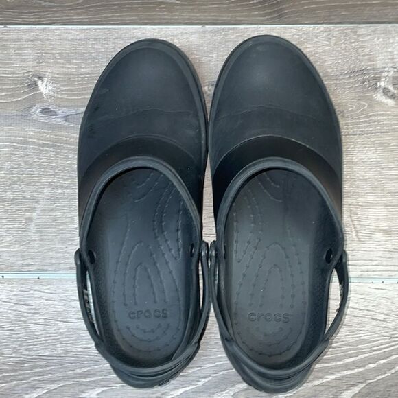 Crocs Mercy Black Rubber Women’s Size 9 Slip On Non Slip Work Clogs - Picture 5 of 11